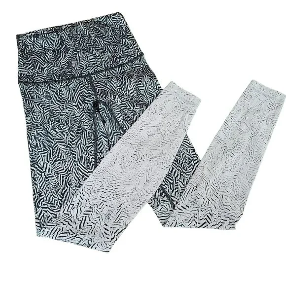 Lululemon Wunder Under Pant Hi-Rise Dazzle Nulux 50g Alpine White Black Size 4 - Picture 2 of 9